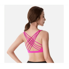 Load image into Gallery viewer, New Elegance Fitness Sports Bra for Women Push Up Wirefree Padded Crisscross Strappy Running Gym Training Workout Yoga Underwear Crop Tops