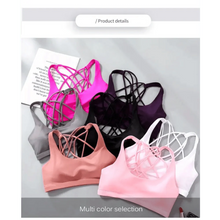 Load image into Gallery viewer, New Elegance Fitness Sports Bra for Women Push Up Wirefree Padded Crisscross Strappy Running Gym Training Workout Yoga Underwear Crop Tops