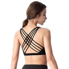 Load image into Gallery viewer, New Elegance Fitness Sports Bra for Women Push Up Wirefree Padded Crisscross Strappy Running Gym Training Workout Yoga Underwear Crop Tops