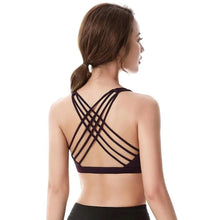 Load image into Gallery viewer, New Elegance Fitness Sports Bra for Women Push Up Wirefree Padded Crisscross Strappy Running Gym Training Workout Yoga Underwear Crop Tops