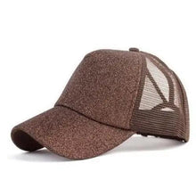 Load image into Gallery viewer, New Elegant Glitter Ponytail Baseball Caps Sequins Shining High Quality Fashionable Cap For Womens Messy Bun Adjustable Snapback Hip Hop Hat