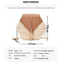 Load image into Gallery viewer, New Famous Mulit Style Straw+leather Handba For Women And Girls New Fashion Summer Bag Handmade Woven Beach Circle Shoulder Bag