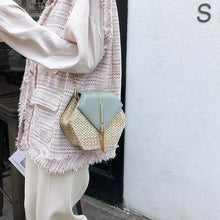 Load image into Gallery viewer, New Famous Mulit Style Straw+leather Handba For Women And Girls New Fashion Summer Bag Handmade Woven Beach Circle Shoulder Bag