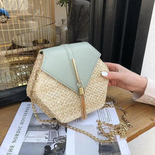 Load image into Gallery viewer, New Famous Mulit Style Straw+leather Handba For Women And Girls New Fashion Summer Bag Handmade Woven Beach Circle Shoulder Bag