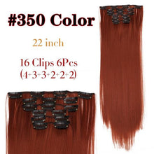 Load image into Gallery viewer, New Fashion 16 Clip In Hair Extension Long Straight Natural Black 6 Pcs/Set 16 Clips 22 Inch Synthetic Hair Piece Wigs For Black Women Cosplay Wigs For Women