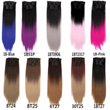 Load image into Gallery viewer, New Fashion 16 Clip In Hair Extension Long Straight Natural Black 6 Pcs/Set 16 Clips 22 Inch Synthetic Hair Piece Wigs For Black Women Cosplay Wigs For Women
