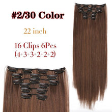 Load image into Gallery viewer, New Fashion 16 Clip In Hair Extension Long Straight Natural Black 6 Pcs/Set 16 Clips 22 Inch Synthetic Hair Piece Wigs For Black Women Cosplay Wigs For Women
