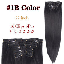 Load image into Gallery viewer, New Fashion 16 Clip In Hair Extension Long Straight Natural Black 6 Pcs/Set 16 Clips 22 Inch Synthetic Hair Piece Wigs For Black Women Cosplay Wigs For Women