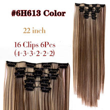 Load image into Gallery viewer, New Fashion 16 Clip In Hair Extension Long Straight Natural Black 6 Pcs/Set 16 Clips 22 Inch Synthetic Hair Piece Wigs For Black Women Cosplay Wigs For Women