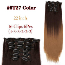Load image into Gallery viewer, New Fashion 16 Clip In Hair Extension Long Straight Natural Black 6 Pcs/Set 16 Clips 22 Inch Synthetic Hair Piece Wigs For Black Women Cosplay Wigs For Women