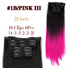 Load image into Gallery viewer, New Fashion 16 Clip In Hair Extension Long Straight Natural Black 6 Pcs/Set 16 Clips 22 Inch Synthetic Hair Piece Wigs For Black Women Cosplay Wigs For Women