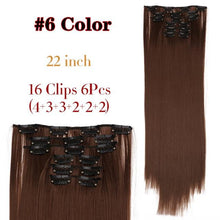 Load image into Gallery viewer, New Fashion 16 Clip In Hair Extension Long Straight Natural Black 6 Pcs/Set 16 Clips 22 Inch Synthetic Hair Piece Wigs For Black Women Cosplay Wigs For Women