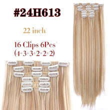 Load image into Gallery viewer, New Fashion 16 Clip In Hair Extension Long Straight Natural Black 6 Pcs/Set 16 Clips 22 Inch Synthetic Hair Piece Wigs For Black Women Cosplay Wigs For Women