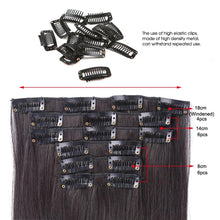 Load image into Gallery viewer, New Fashion 16 Clip In Hair Extension Long Straight Natural Black 6 Pcs/Set 16 Clips 22 Inch Synthetic Hair Piece Wigs For Black Women Cosplay Wigs For Women