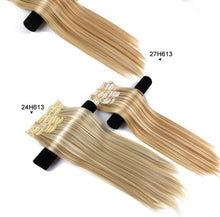 Load image into Gallery viewer, New Fashion 16 Clip In Hair Extension Long Straight Natural Black 6 Pcs/Set 16 Clips 22 Inch Synthetic Hair Piece Wigs For Black Women Cosplay Wigs For Women