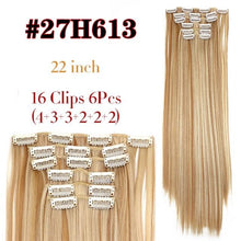 Load image into Gallery viewer, New Fashion 16 Clip In Hair Extension Long Straight Natural Black 6 Pcs/Set 16 Clips 22 Inch Synthetic Hair Piece Wigs For Black Women Cosplay Wigs For Women