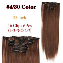 Load image into Gallery viewer, New Fashion 16 Clip In Hair Extension Long Straight Natural Black 6 Pcs/Set 16 Clips 22 Inch Synthetic Hair Piece Wigs For Black Women Cosplay Wigs For Women