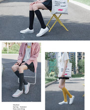 Load image into Gallery viewer, New Fashion Cotton Ladies Knee High Solid Color Socks Student Socks School Party Street Wear Dancing Socks High Quality Cotton Knee High Socks For Women
