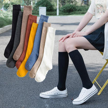 Load image into Gallery viewer, New Fashion Cotton Ladies Knee High Solid Color Socks Student Socks School Party Street Wear Dancing Socks High Quality Cotton Knee High Socks For Women