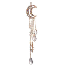 Load image into Gallery viewer, New Fashion Crystal Rhinestone Moon Tassel Hairpin Five-pointed Star Pendant Luxury Jewelry Crystal Side Clip Gorgeous Hair Accessories For Women