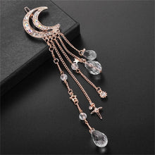 Load image into Gallery viewer, New Fashion Crystal Rhinestone Moon Tassel Hairpin Five-pointed Star Pendant Luxury Jewelry Crystal Side Clip Gorgeous Hair Accessories For Women