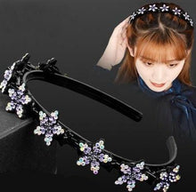 Load image into Gallery viewer, New Fashion Explosion Pearl Rhinestone Bangs Clip Headband Double Combed Bangs Double Layer Braiding Headband with Hair Clips Hair Tools for Women Hair Accessories