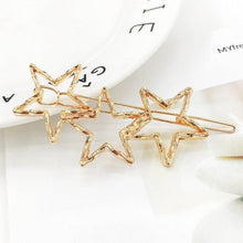 Load image into Gallery viewer, New Fashion Girl Love Five-pointed Star Alloy Clip Bangs Clip Adult Simple Hollow Crystal Hairpin Hair Clip Metal Alloy Barrettes Hair Accessories for Party Wedding