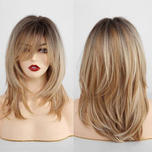 Load image into Gallery viewer, New Fashion Short Bob Water Wave Synthetic Wigs for Women Natural Cosplay Fake Hair Shoulder Length Women's Brown Wig with Bangs Wigs For Black Women