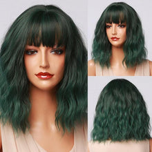 Load image into Gallery viewer, New Fashion Short Bob Water Wave Synthetic Wigs for Women Natural Cosplay Fake Hair Shoulder Length Women's Brown Wig with Bangs Wigs For Black Women
