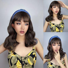 Load image into Gallery viewer, New Fashion Short Bob Water Wave Synthetic Wigs for Women Natural Cosplay Fake Hair Shoulder Length Women's Brown Wig with Bangs Wigs For Black Women