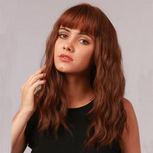 Load image into Gallery viewer, New Fashion Short Bob Water Wave Synthetic Wigs for Women Natural Cosplay Fake Hair Shoulder Length Women's Brown Wig with Bangs Wigs For Black Women
