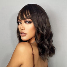 Load image into Gallery viewer, New Fashion Short Bob Water Wave Synthetic Wigs for Women Natural Cosplay Fake Hair Shoulder Length Women's Brown Wig with Bangs Wigs For Black Women