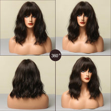 Load image into Gallery viewer, New Fashion Short Bob Water Wave Synthetic Wigs for Women Natural Cosplay Fake Hair Shoulder Length Women's Brown Wig with Bangs Wigs For Black Women