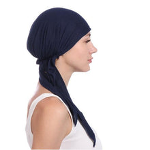 Load image into Gallery viewer, New Fashion Soft Cotton Solid Color Elastic Wrap Lightweight Scarf Hats Muslim Turban Elegant Bonnet Inner Hijab Hat Female Turbantes caps For Women