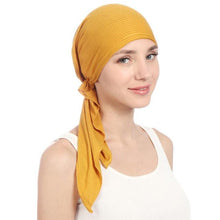 Load image into Gallery viewer, New Fashion Soft Cotton Solid Color Elastic Wrap Lightweight Scarf Hats Muslim Turban Elegant Bonnet Inner Hijab Hat Female Turbantes caps For Women