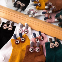 Load image into Gallery viewer, New Fashion Spring Summer Cute Cartoon 3D Big Eyes 3D Rabbit Eared Short Tube Socks Novelty Funny Soft Cotton Ankle Socks For Men And Women