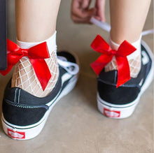 Load image into Gallery viewer, New Fashion Women Black Mesh Short Ankle Socks Girls Fishnet Socks With Cute Bow Ladies Socks in 6 Colors Outdoor Stylish Socks For Women