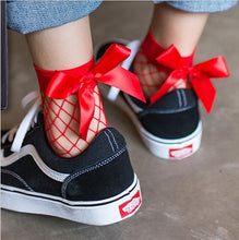 Load image into Gallery viewer, New Fashion Women Black Mesh Short Ankle Socks Girls Fishnet Socks With Cute Bow Ladies Socks in 6 Colors Outdoor Stylish Socks For Women
