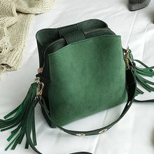Load image into Gallery viewer, New Fashionable Scrub Women Bucket Bag Vintage Tassel Messenger Bag High Quality Shoulder Bag Simple Crossbody Bag For Females