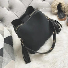 Load image into Gallery viewer, New Fashionable Scrub Women Bucket Bag Vintage Tassel Messenger Bag High Quality Shoulder Bag Simple Crossbody Bag For Females