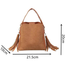 Load image into Gallery viewer, New Fashionable Scrub Women Bucket Bag Vintage Tassel Messenger Bag High Quality Shoulder Bag Simple Crossbody Bag For Females
