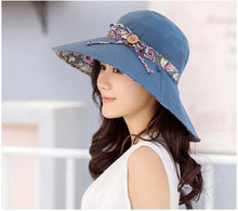 Load image into Gallery viewer, New Fashionable Women Sun Hat Summer Hat Foldable Ladies Wide Large Brim Floppy Folding Summer Beach Sun Hat Comfortable Cotton Cap Anti-UV Big Summer Biking Beach Hat Fashion Sun Hat