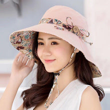Load image into Gallery viewer, New Fashionable Women Sun Hat Summer Hat Foldable Ladies Wide Large Brim Floppy Folding Summer Beach Sun Hat Comfortable Cotton Cap Anti-UV Big Summer Biking Beach Hat Fashion Sun Hat