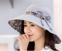 Load image into Gallery viewer, New Fashionable Women Sun Hat Summer Hat Foldable Ladies Wide Large Brim Floppy Folding Summer Beach Sun Hat Comfortable Cotton Cap Anti-UV Big Summer Biking Beach Hat Fashion Sun Hat