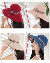 Load image into Gallery viewer, New Fashionable Women Sun Hat Summer Hat Foldable Ladies Wide Large Brim Floppy Folding Summer Beach Sun Hat Comfortable Cotton Cap Anti-UV Big Summer Biking Beach Hat Fashion Sun Hat