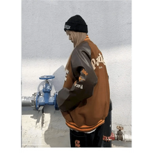 Load image into Gallery viewer, New Free Style Woman Jacket Hip Hop Furry Bone Patchwork Color Block Jackets Mens Streetwear Men Baseball Coats Unisex