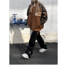 Load image into Gallery viewer, New Free Style Woman Jacket Hip Hop Furry Bone Patchwork Color Block Jackets Mens Streetwear Men Baseball Coats Unisex