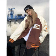 Load image into Gallery viewer, New Free Style Woman Jacket Hip Hop Furry Bone Patchwork Color Block Jackets Mens Streetwear Men Baseball Coats Unisex