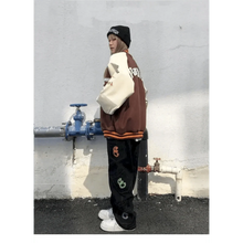 Load image into Gallery viewer, New Free Style Woman Jacket Hip Hop Furry Bone Patchwork Color Block Jackets Mens Streetwear Men Baseball Coats Unisex