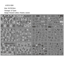 Load image into Gallery viewer, New Geometric Letter Nail Sticker Water Slider Winter Decal Christmas New Year Gift Nail Slider Temporary Tattoos Women Nail Art Stickers Water Transfer Decals Design Nail Art Supplies Manicure Acrylic Nail Foil Stencils Decorations
